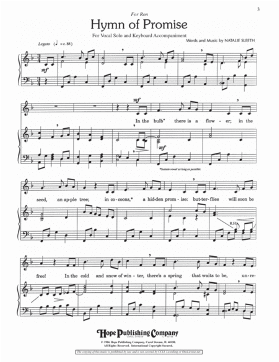 Hymn of Promise Medium Voice scores gallery preview page 3