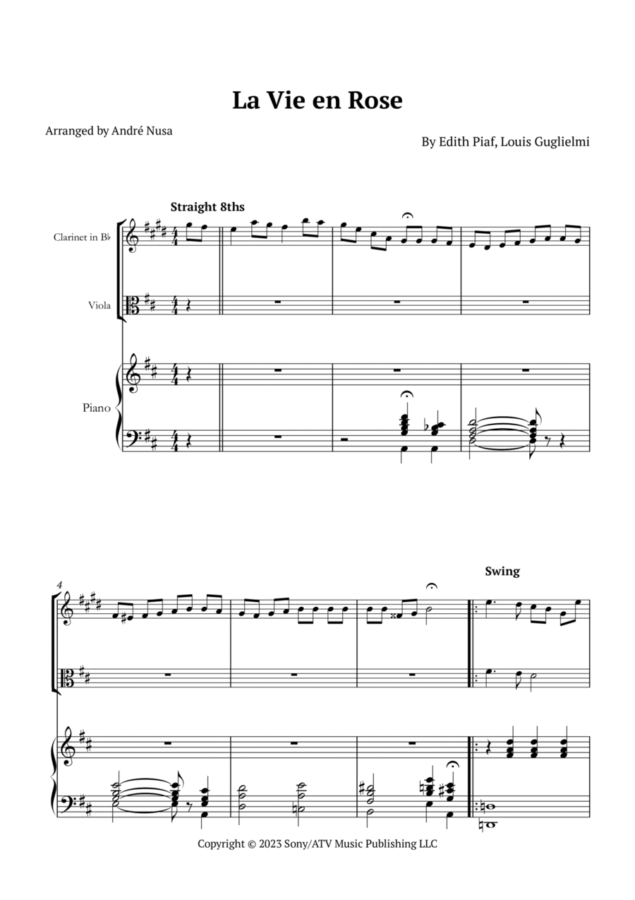 La Vie En Rose B-Flat Clarinet scores gallery preview page 1