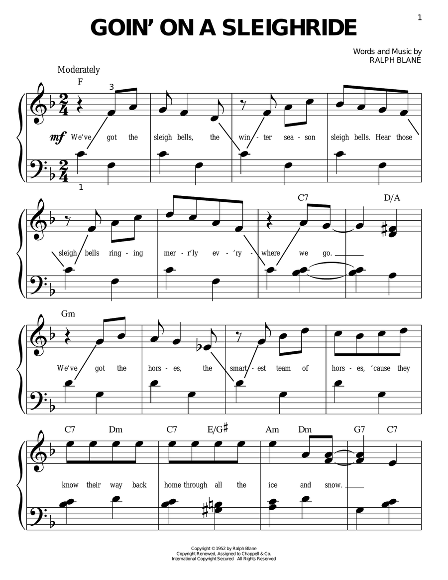 Goin' On A Sleighride Easy Piano scores gallery preview page 1