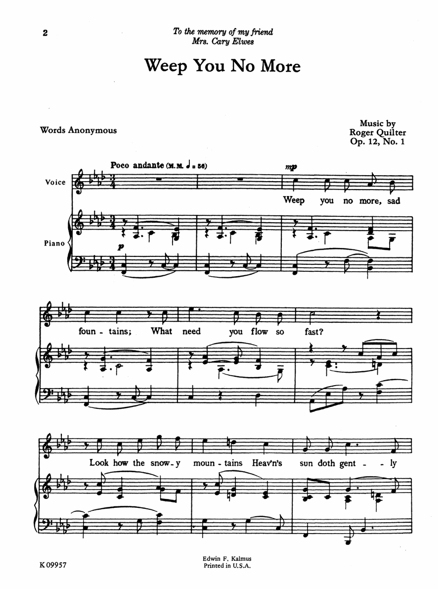 Quilter: Seven Elizabethan Lyrics, Op. 12 (High Voice, English)