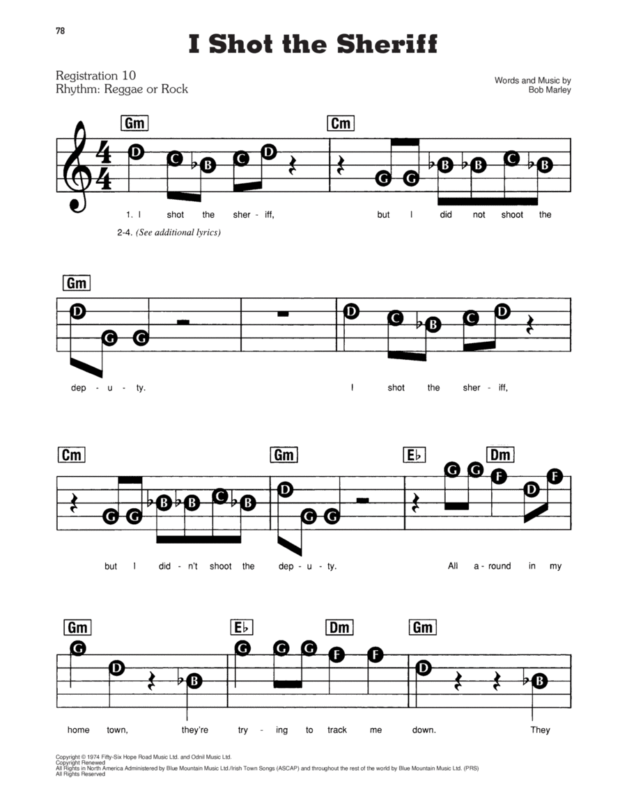 I Shot The Sheriff I Shot The Sheriff Electronic Keyboard scores gallery preview page 1