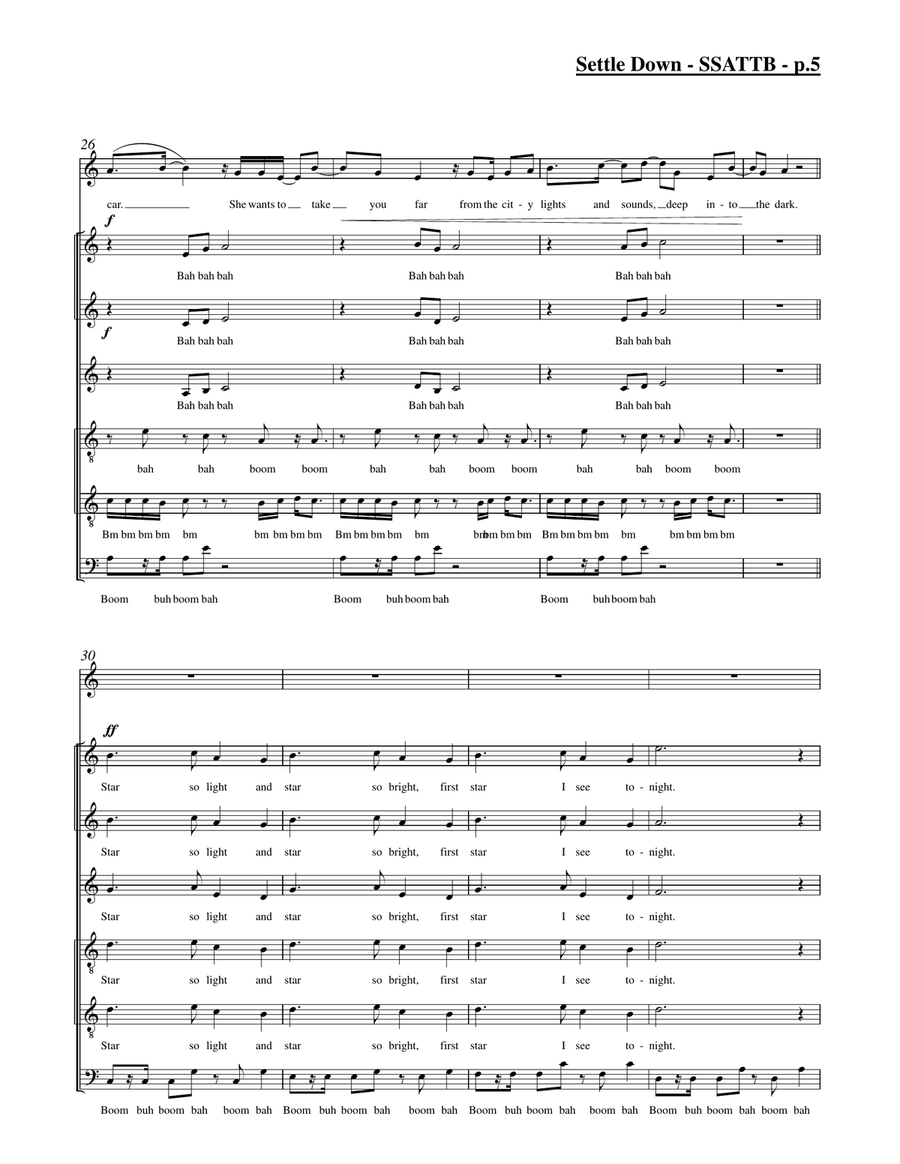 Settle Down 4-Part scores gallery preview page 5