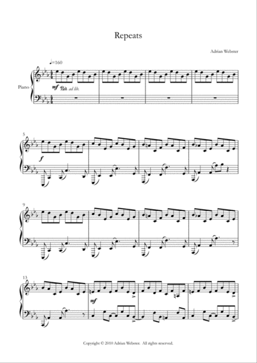 Repeats - CrusaderBeach - Dark Dramatic Piano Solo Piano Solo scores gallery preview page 1