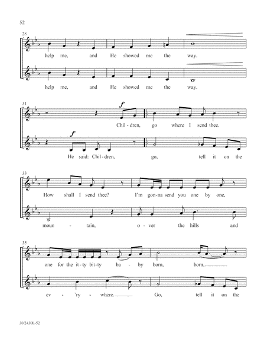 Simply Spirituals Unison Choir scores gallery preview page 53