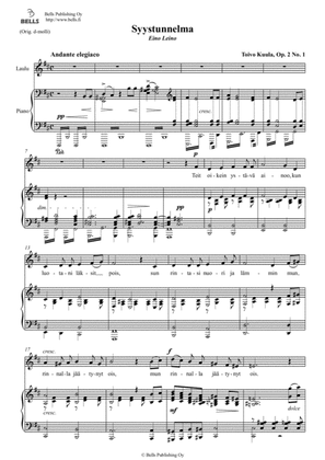Book cover for Syystunnelma, Op. 2 No. 1 (B minor)