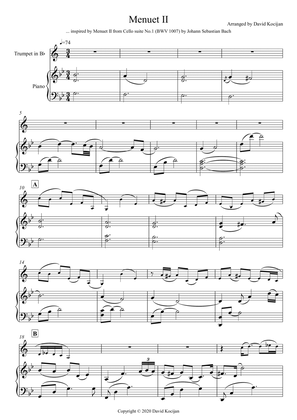 Book cover for Menuet II - INTERMEDIATE (trumpet in Bb & piano)