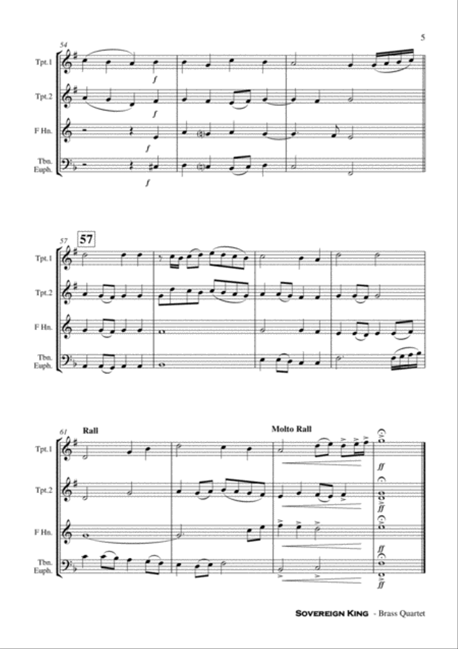Sovereign King - Brass Quartet Score and Parts PDF Brass Quartet scores gallery preview page 6