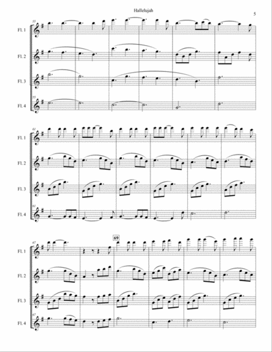 Hallelujah Woodwind Quartet scores gallery preview page 5