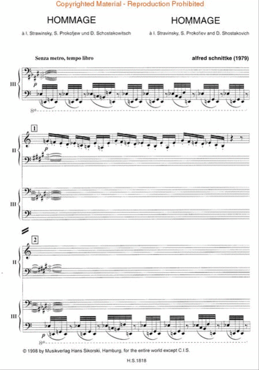 Hommage a Stravinsky, Prokofiev and Shostakovich (One piano, Six hands) Piano Solo scores gallery preview page 2