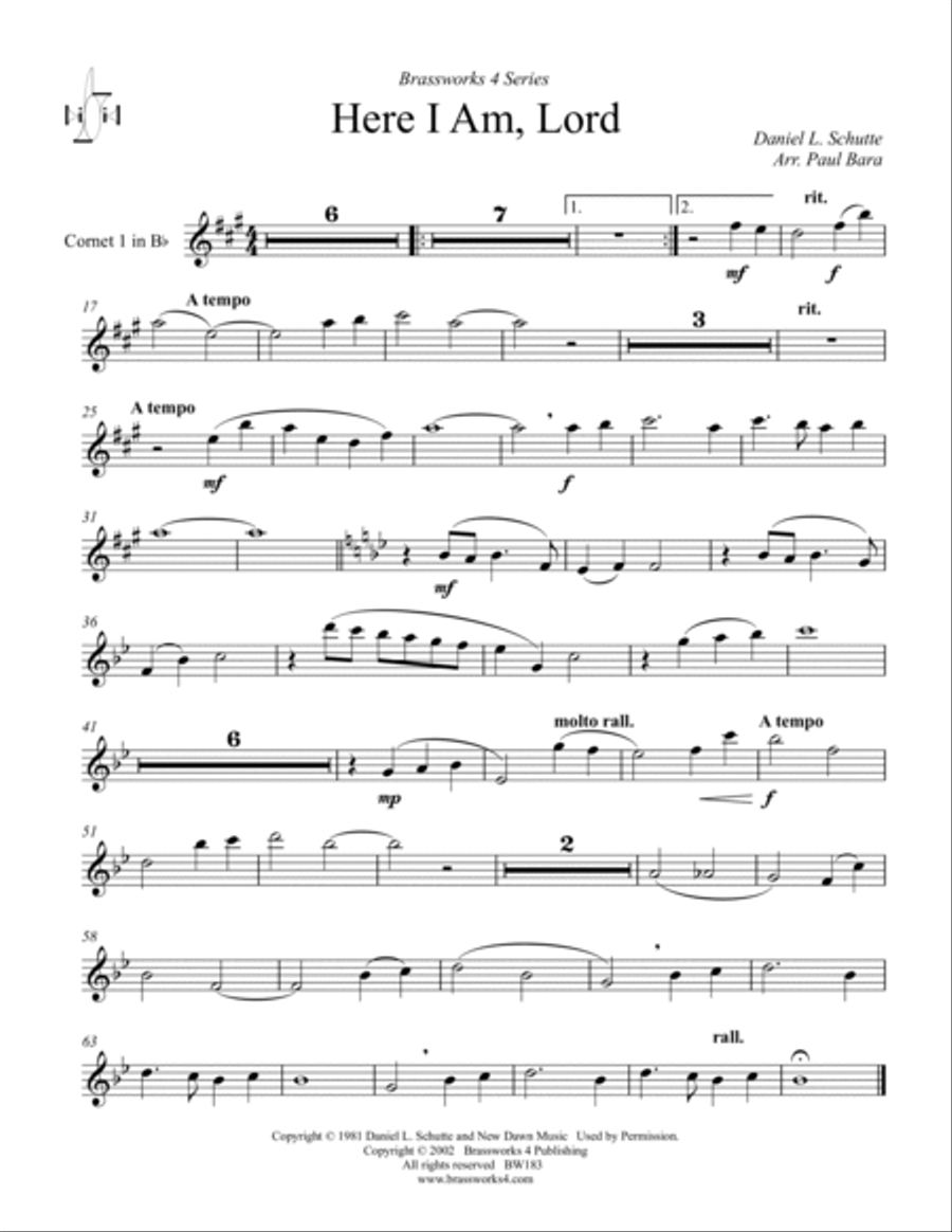 Here I am, Lord Brass Ensemble scores gallery preview page 6