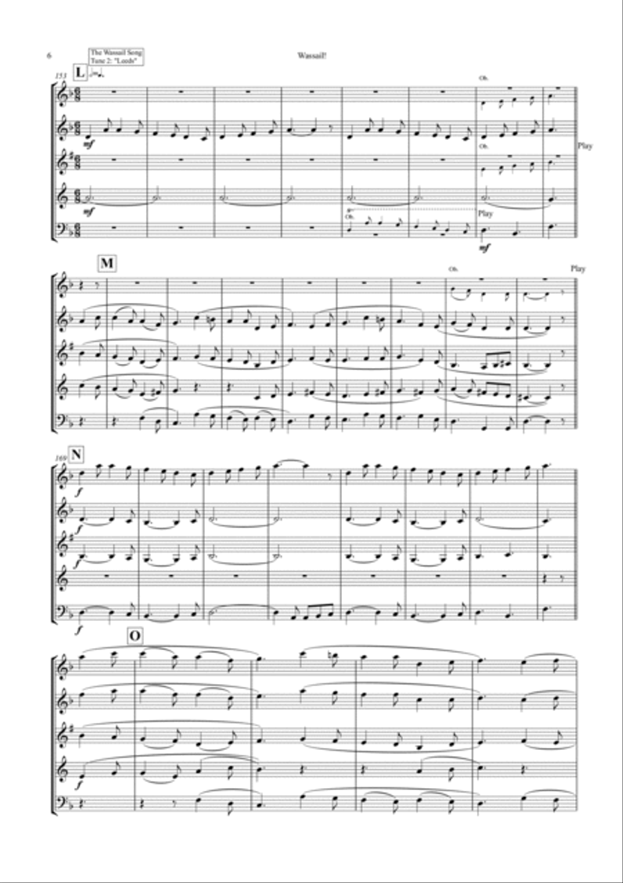 Wassail! (Incorporating 3 Christmas Wassails) for wind quintet Woodwind Quintet scores gallery preview page 6