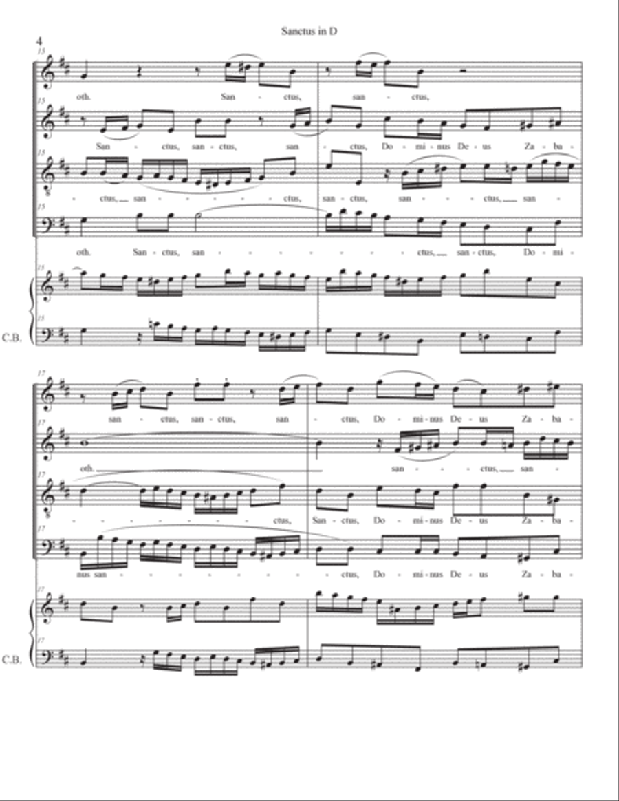Sanctus in D Major 4-Part scores gallery preview page 4