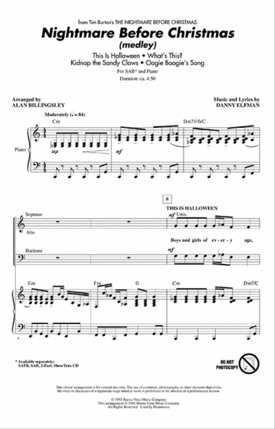 Nightmare Before Christmas 3-Part scores gallery preview page 2