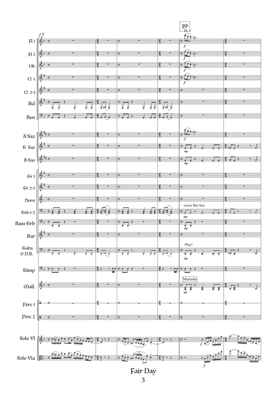 Fair Day for Violin or Viola and Wind Band Concert Band scores gallery preview page 3