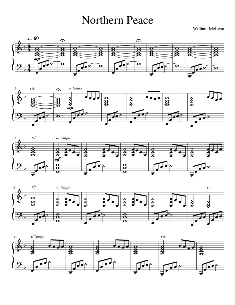 Northern Peace Piano Solo scores gallery preview page 1