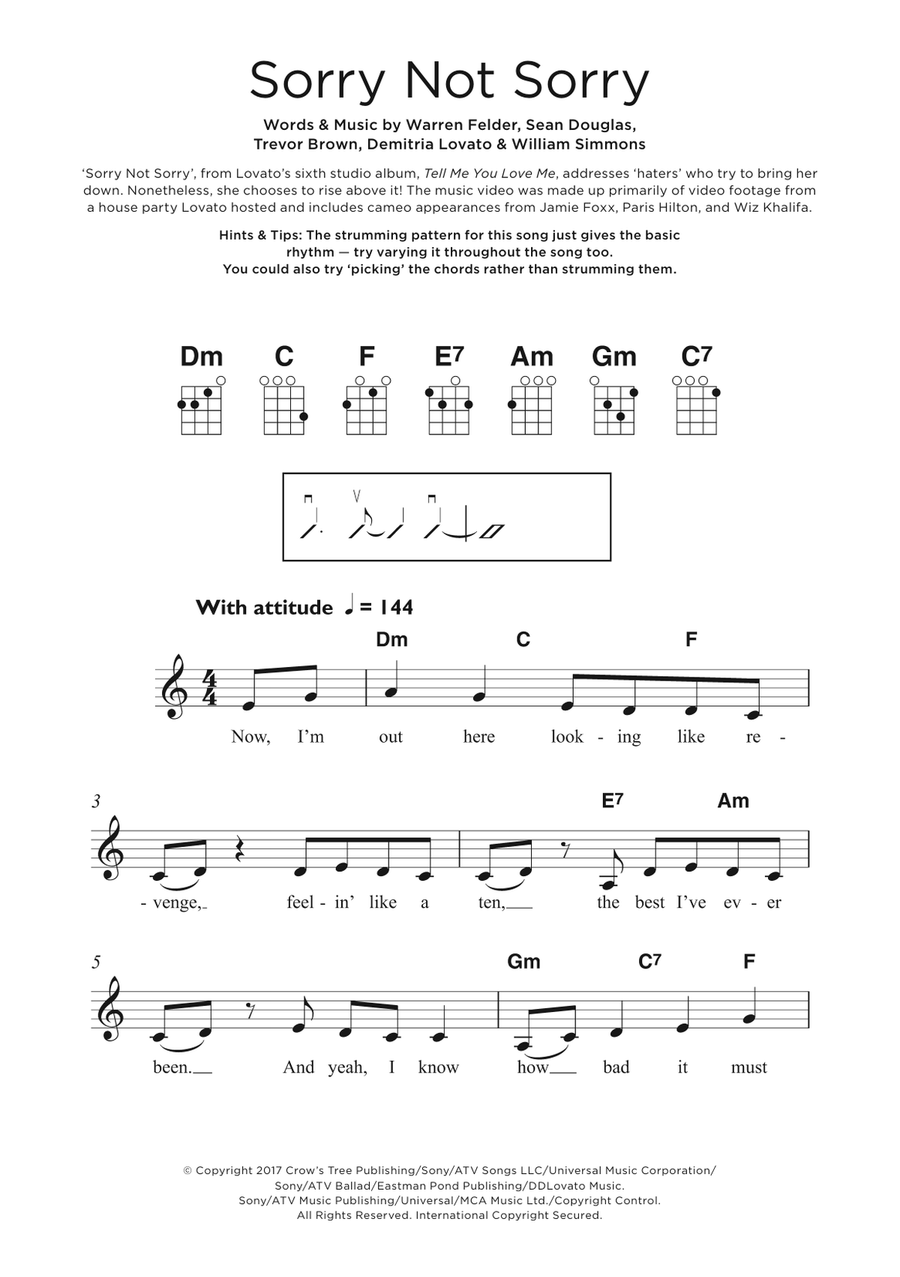 Sorry Not Sorry Ukulele scores gallery preview page 1