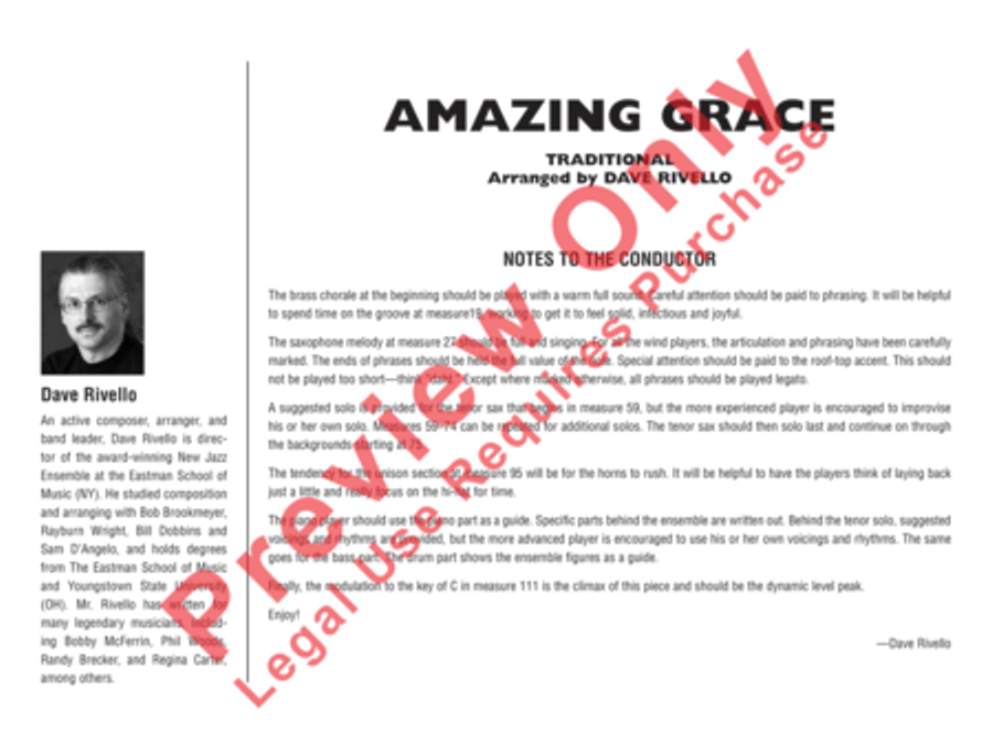 Amazing Grace (Score only) Jazz Ensemble scores gallery preview page 3