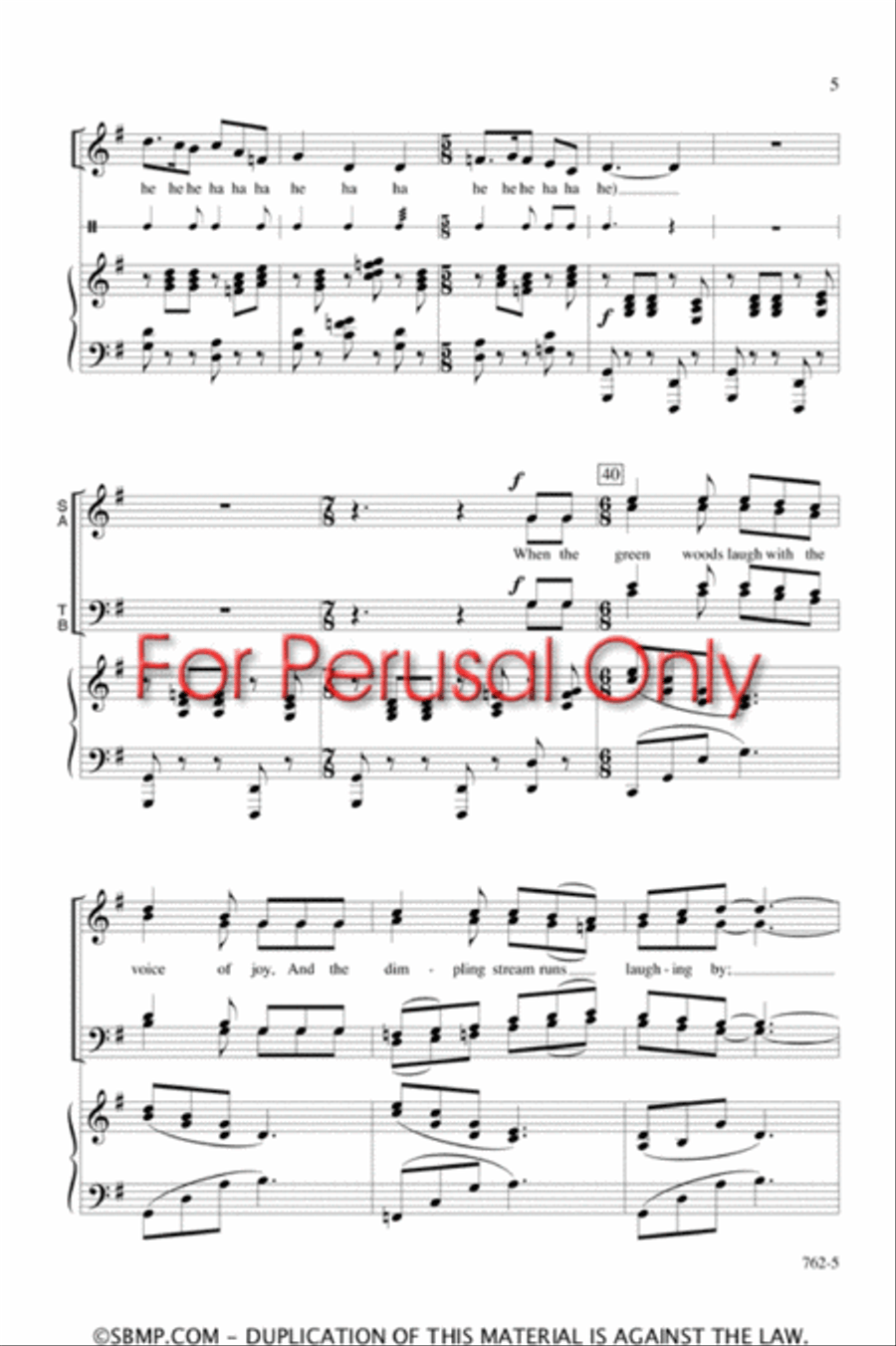 Laughing Song - SATB Octavo 4-Part scores gallery preview page 4