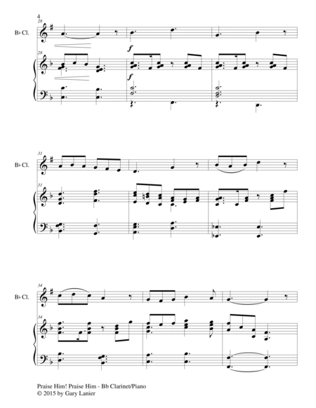 PRAISE HIM! PRAISE HIM! (Duet – Bb Clarinet and Piano/Score and Parts) image number null