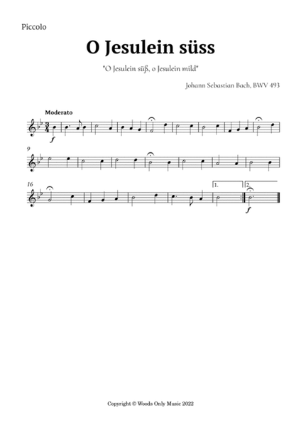 O Jesulein süss by Bach for Flute Choir Quartet image number null