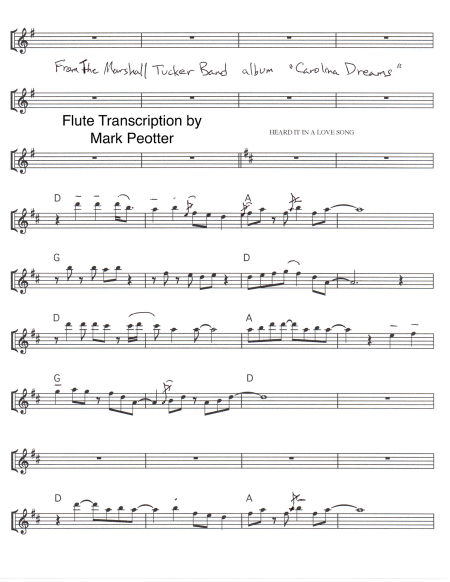Heard It In A Love Song Flute Solo scores gallery preview page 1