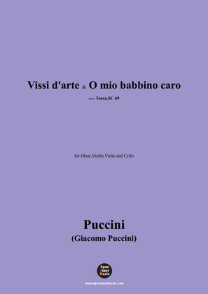 Book cover for G. Puccini-Vissi d'arte & O mio babbino caro,for Oboe,Violin,Viola and Cello