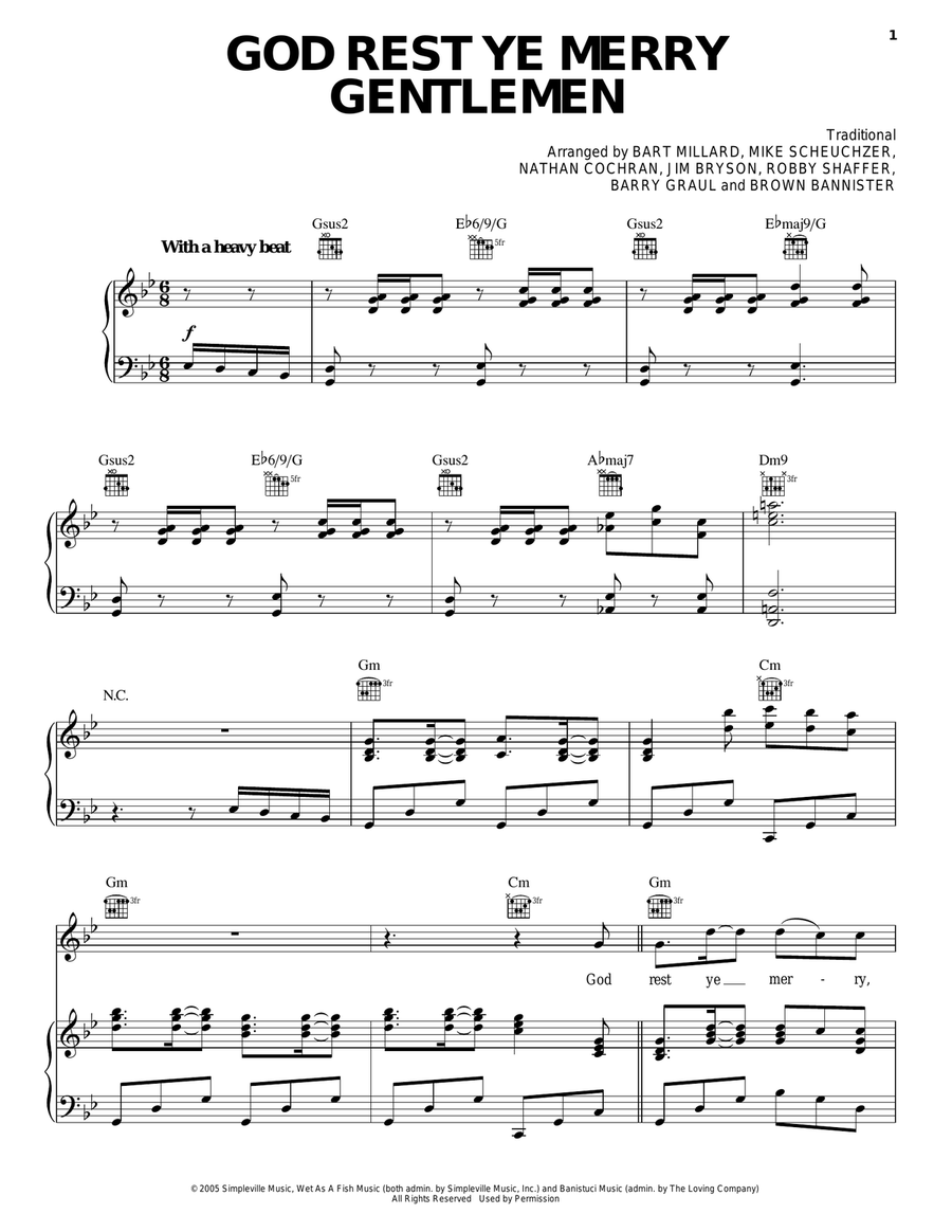 God Rest Ye Merry Gentlemen Piano, Vocal, Guitar scores gallery preview page 1