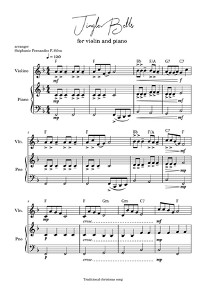 Jingle Bells - for violin and piano in F major