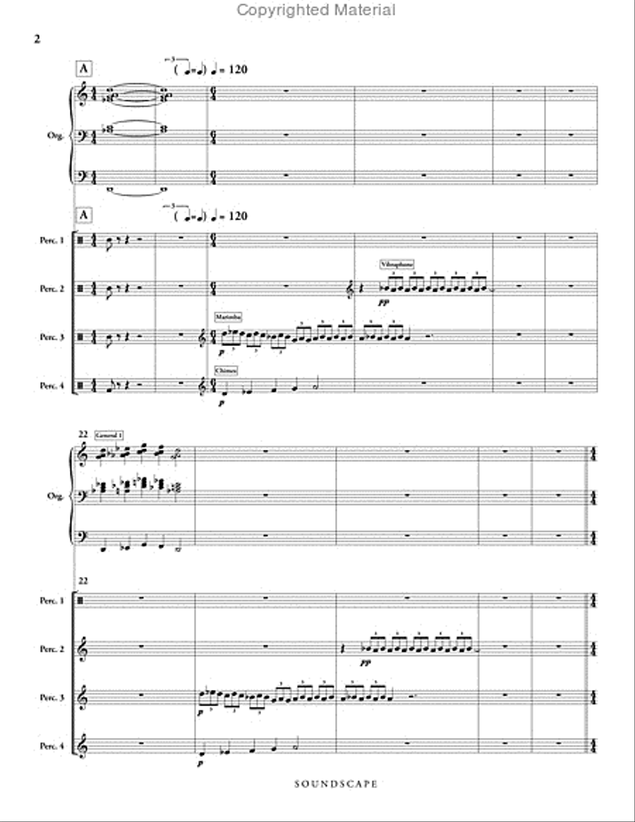 Soundscape for Organ & Percussion Ensemble (score & parts) Percussion Ensemble scores gallery preview page 3