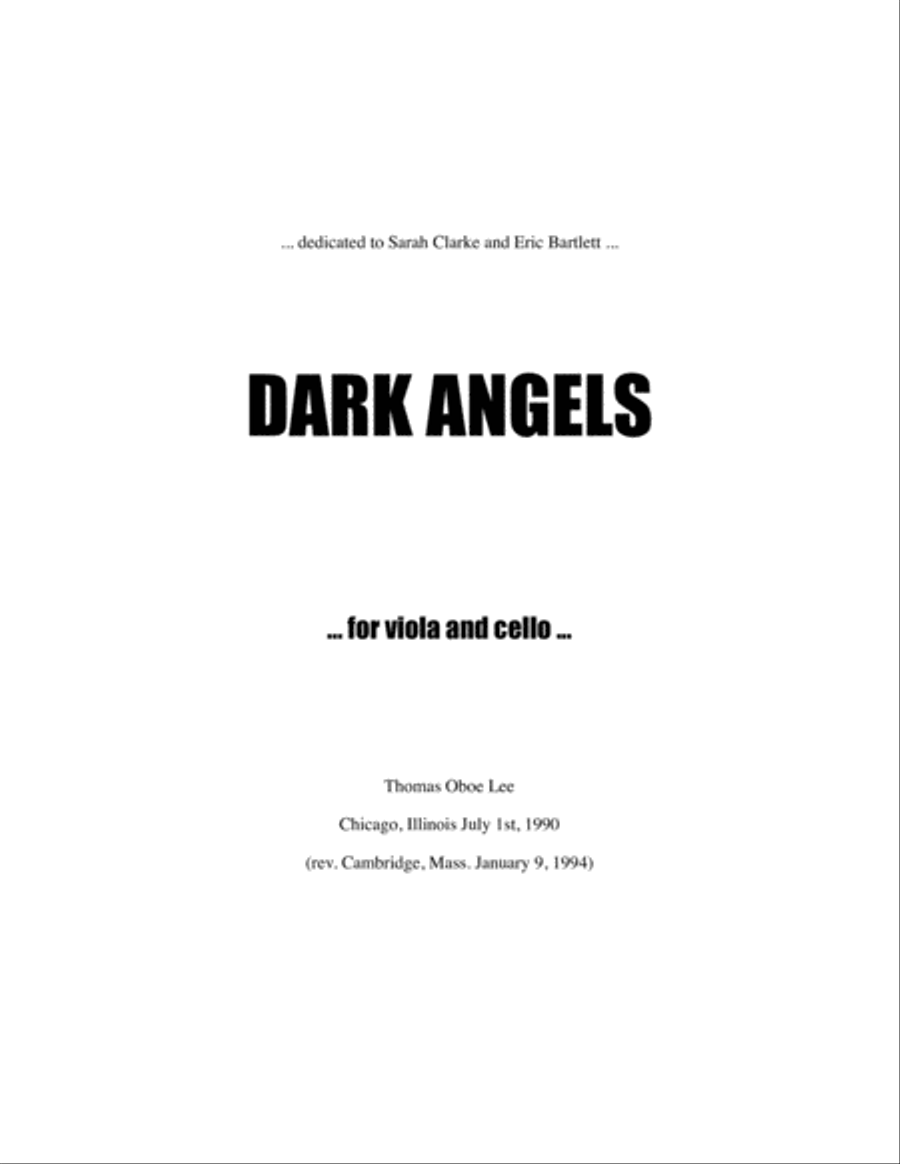 Dark Angels (1990, rev. 1994) for viola and cello String Duet scores gallery preview page 1