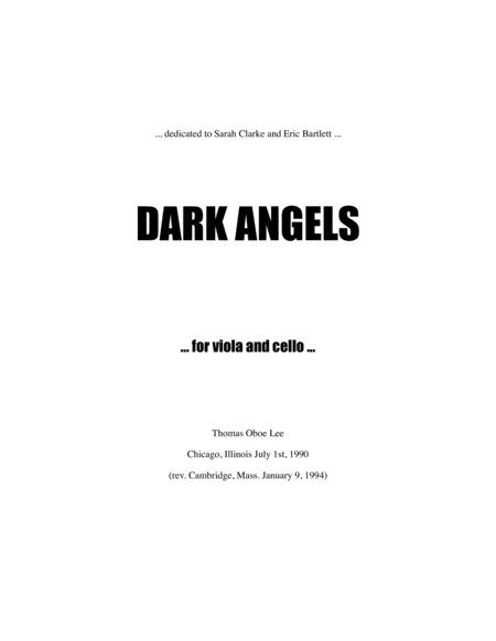 Dark Angels (1990, rev. 1994) for viola and cello image number null