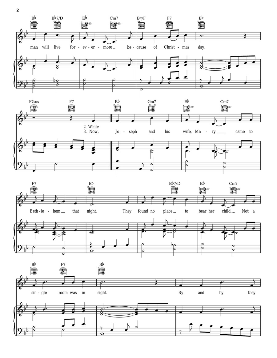 Mary's Little Boy Child Piano, Vocal, Guitar scores gallery preview page 2