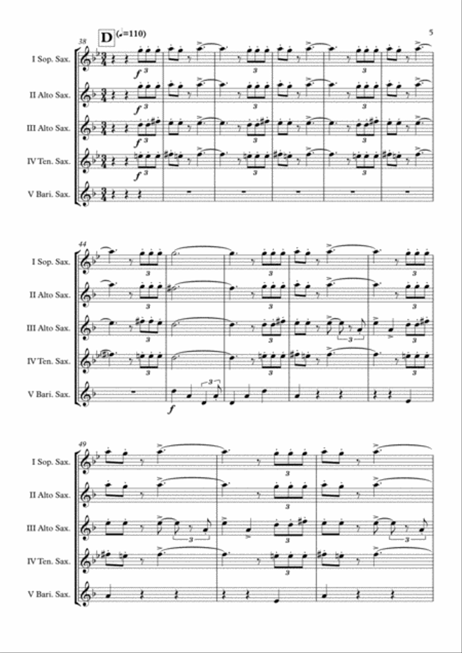 First Knight Saxophone Quintet scores gallery preview page 6
