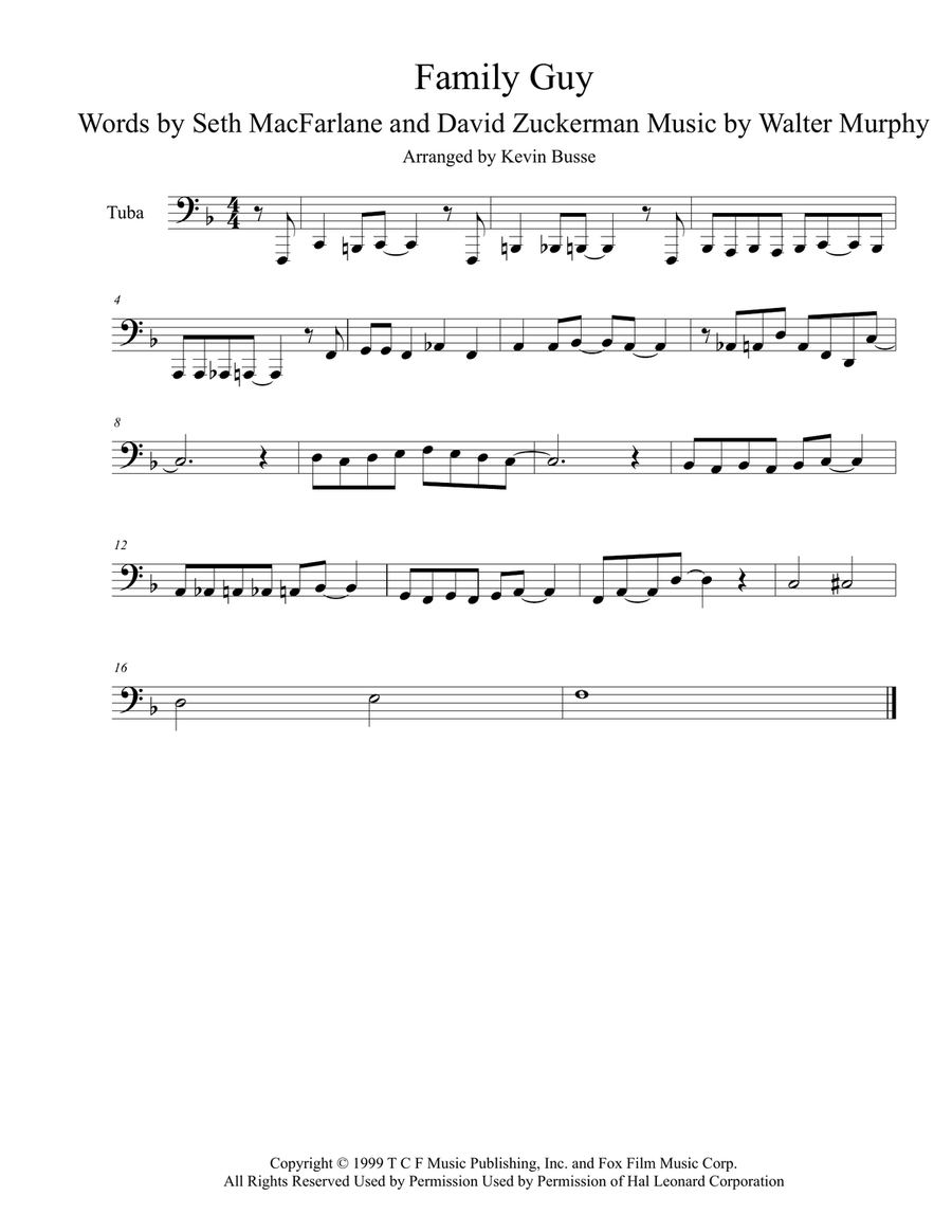 Theme From Family Guy Theme From Family Guy Tuba scores gallery preview page 1