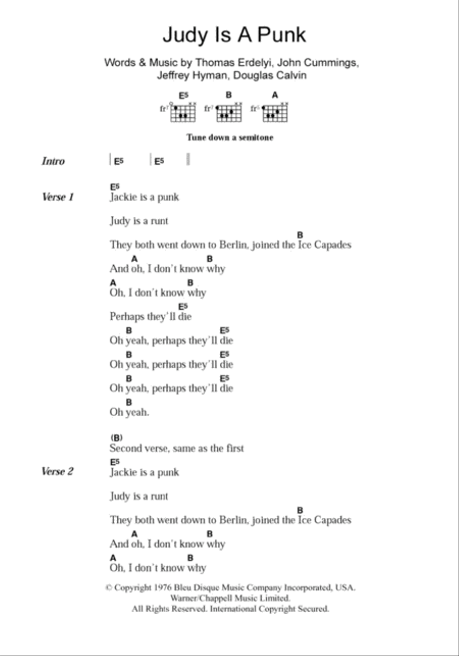 Judy Is A Punk Electric Guitar scores gallery preview page 1