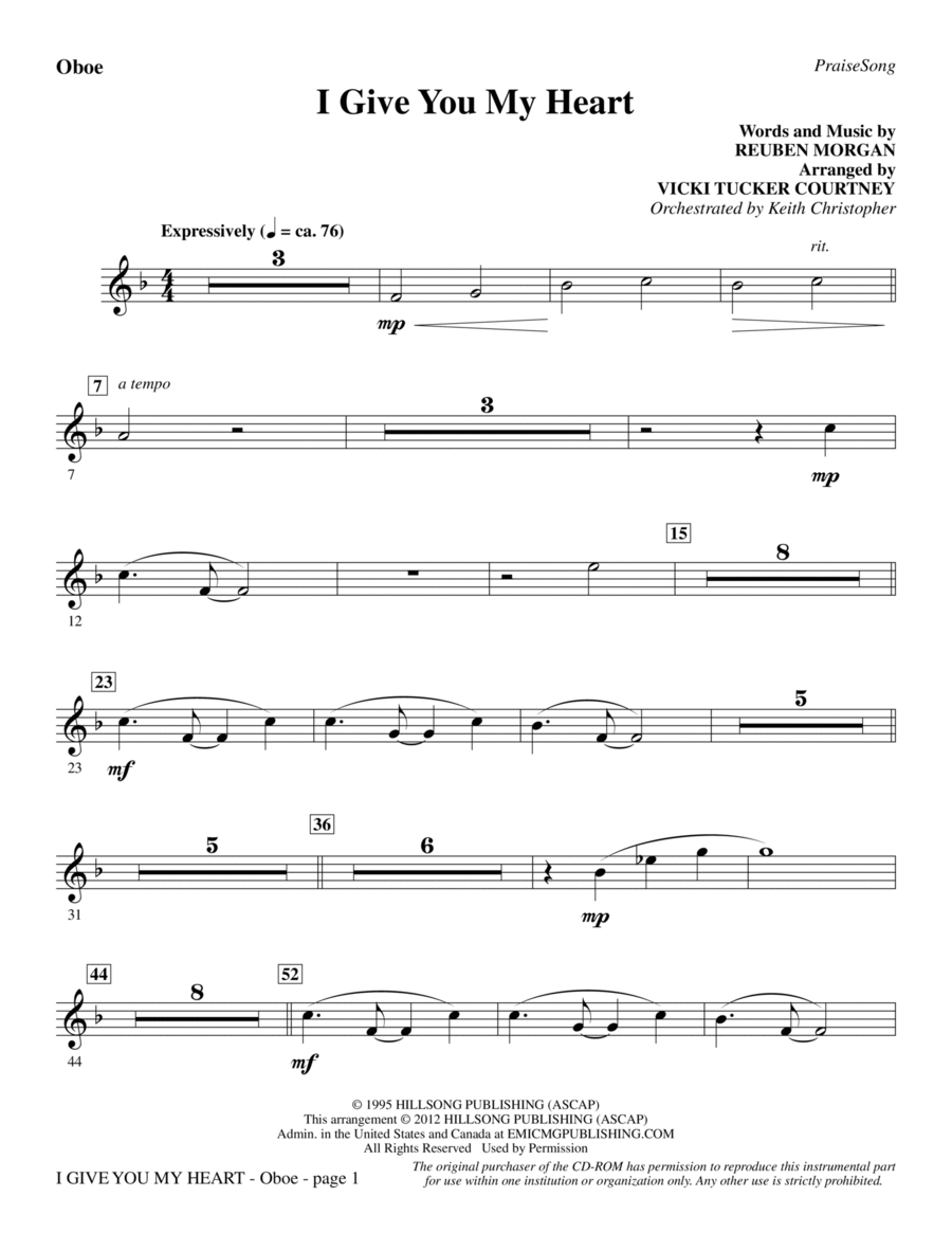 I Give You My Heart - Oboe Choir scores gallery preview page 1