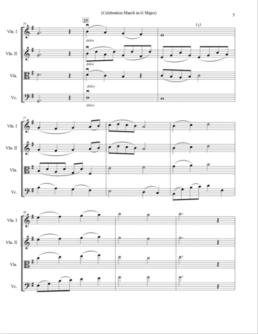 Celebration March in G Major - String Quartet String Quartet scores gallery preview page 5