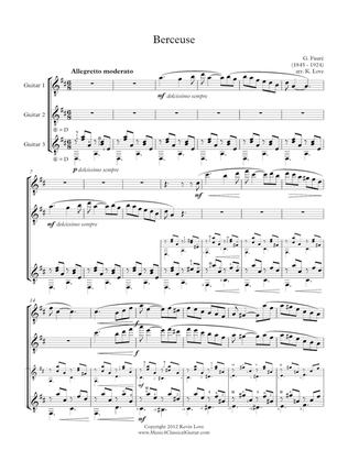Berceuse (Guitar Trio) - Score and Parts
