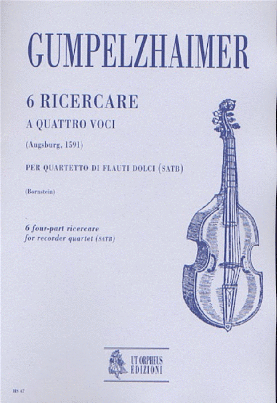 6 four-part Ricercares for Recorder Quartet (SATB) 4-Part scores gallery preview page 1