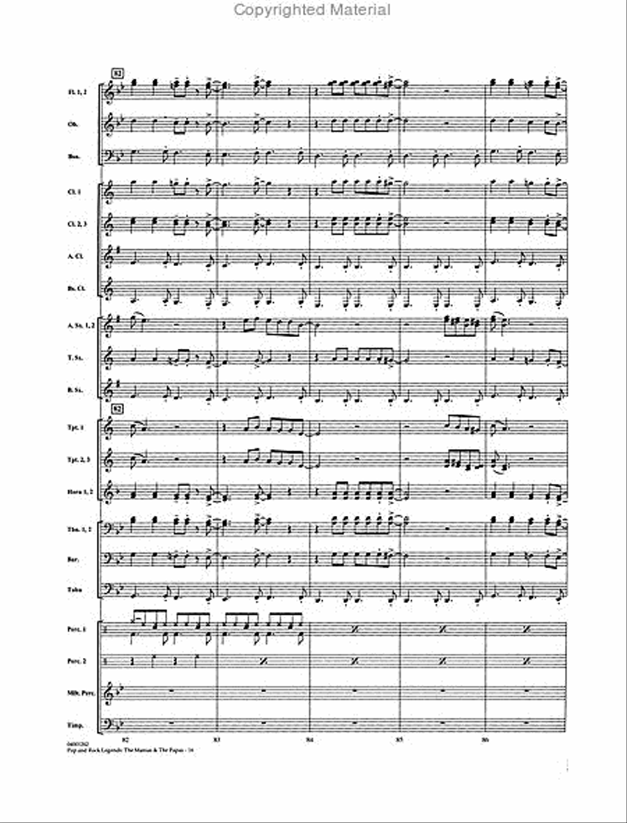 Pop and Rock Legends – The Mamas & the Papas Concert Band scores gallery preview page 3
