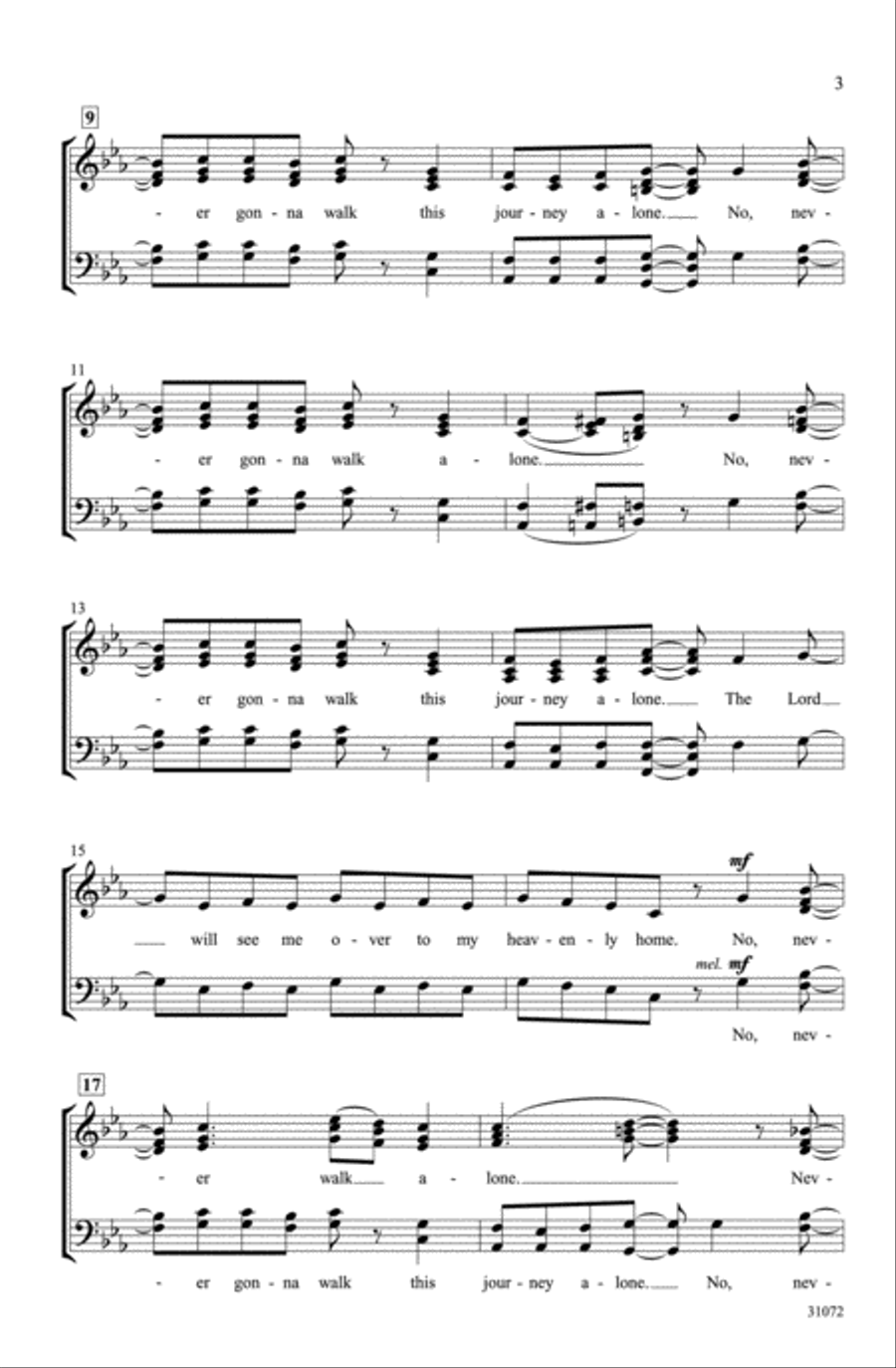 Never Gonna Walk This Journey Alone 4-Part scores gallery preview page 3