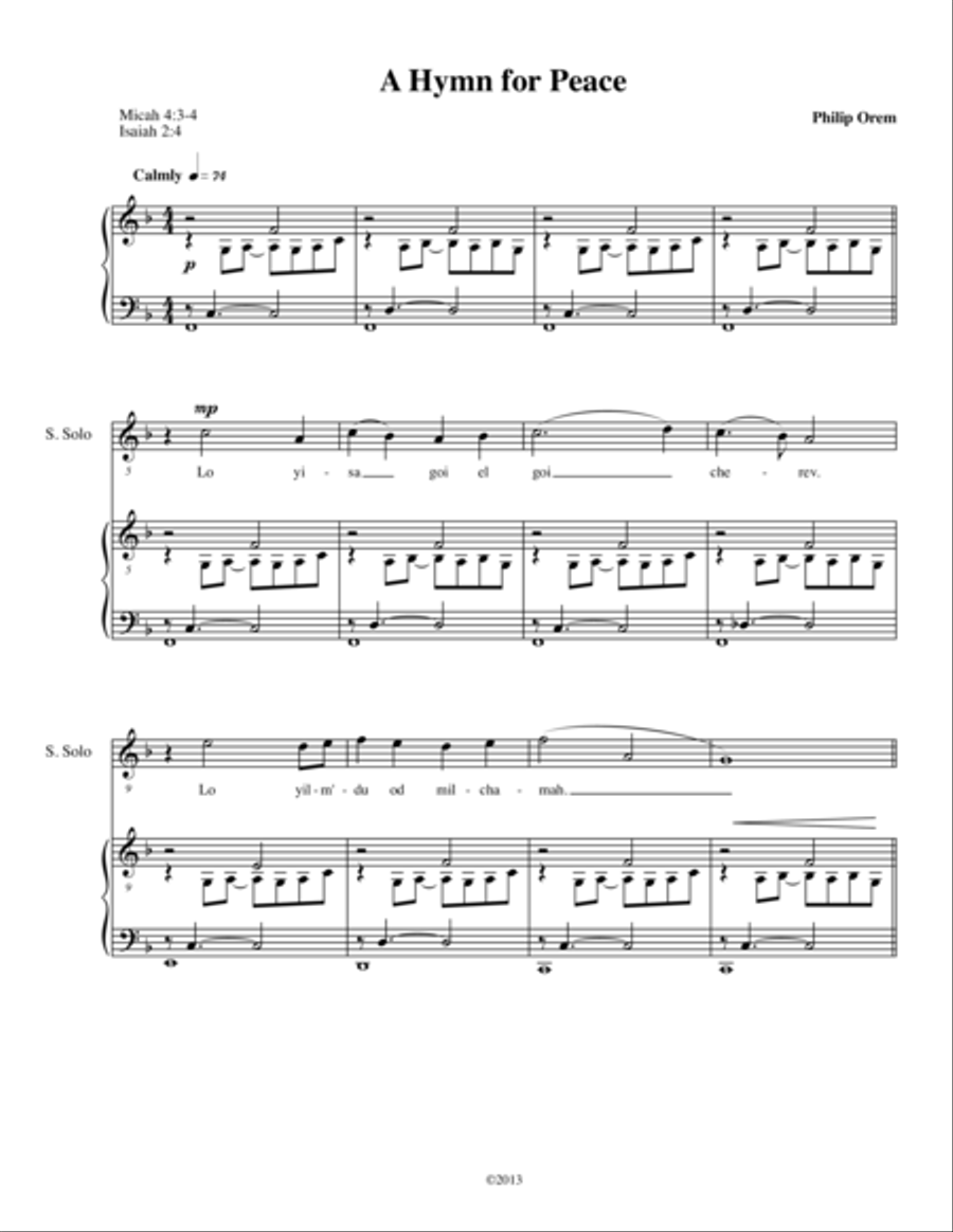 A Hymn for Peace 4-Part scores gallery preview page 1