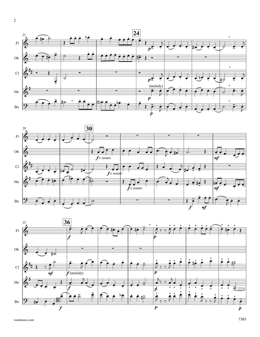 Allons bergeres for woodwind quintet (1’06) Woodwind Quintet scores gallery preview page 2