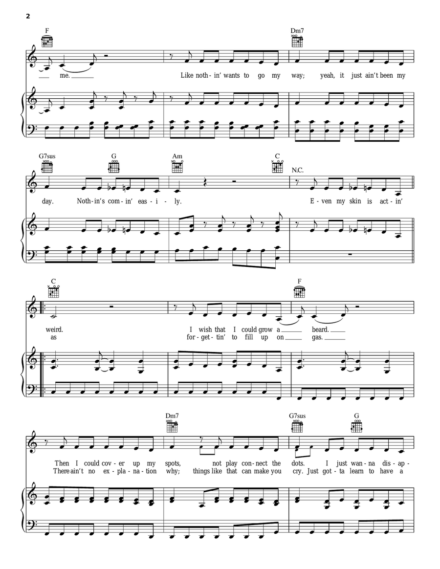 Up! Piano, Vocal, Guitar scores gallery preview page 2