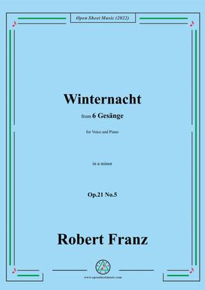Book cover for Franz-Winternacht,in a minor,Op.21 No.5,for Voice and Piano