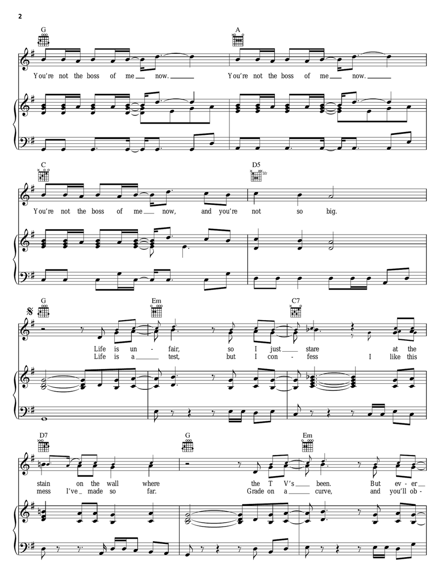 Boss Of Me (Theme From Malcolm In The Middle) Piano, Vocal, Guitar scores gallery preview page 2