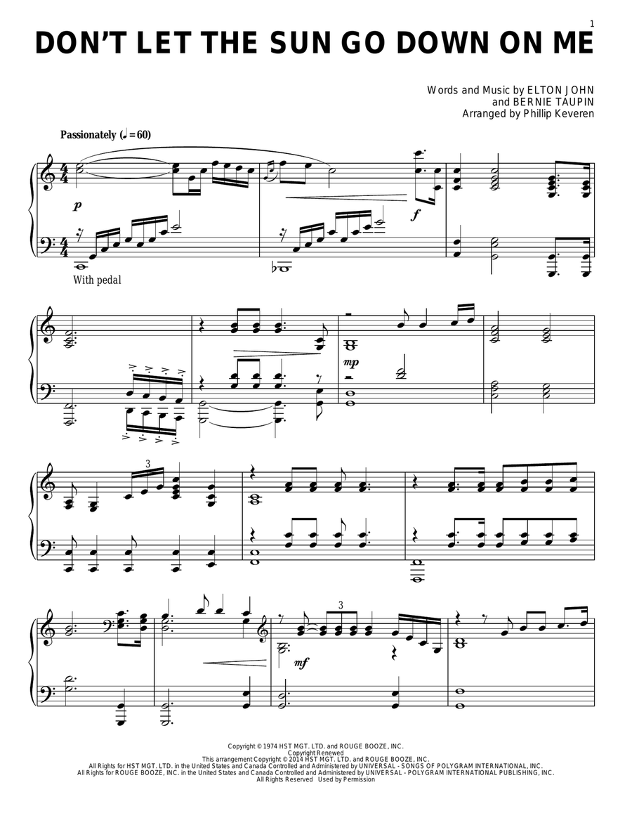 Don't Let The Sun Go Down On Me [Classical version] (arr. Phillip Keveren) Piano Solo scores gallery preview page 1