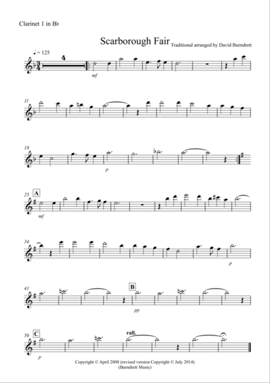 Scarborough Fair for Clarinet Quartet Clarinet Quartet scores gallery preview page 3