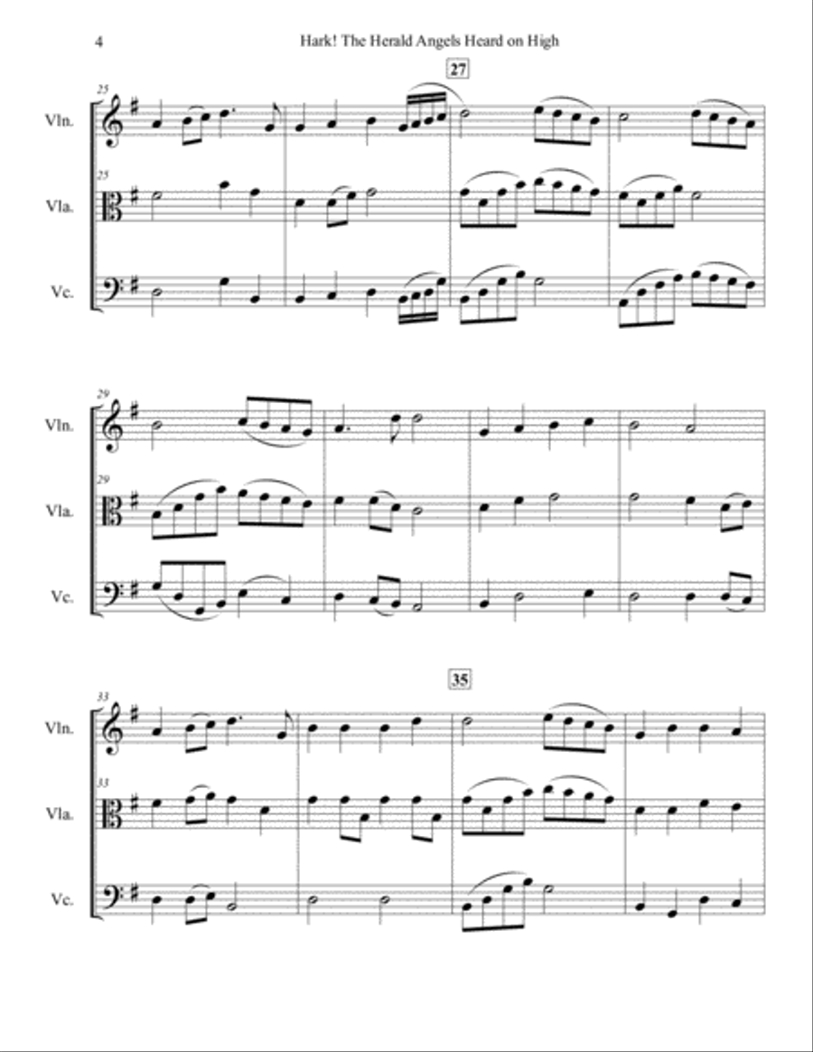 Hark! The Herald Angels Heard on High for String Trio String Trio scores gallery preview page 4
