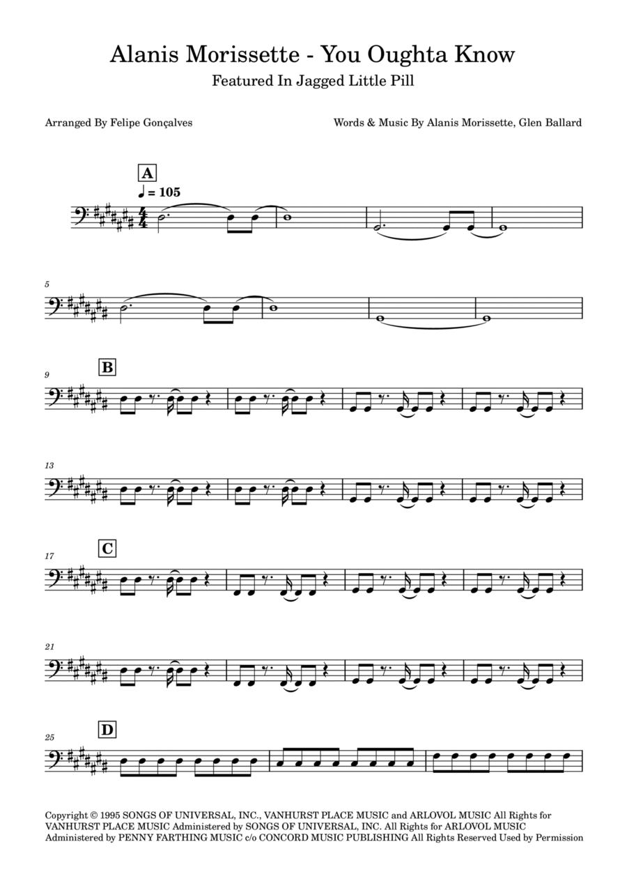 You Oughta Know Bass Guitar scores gallery preview page 1